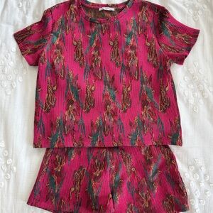 SOLD - Zara multi-coloured short sleeve top and shorts set
